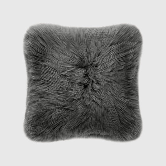 The Mood Charlie Sheepskin Pillow, 20x20 in., Granite Gray