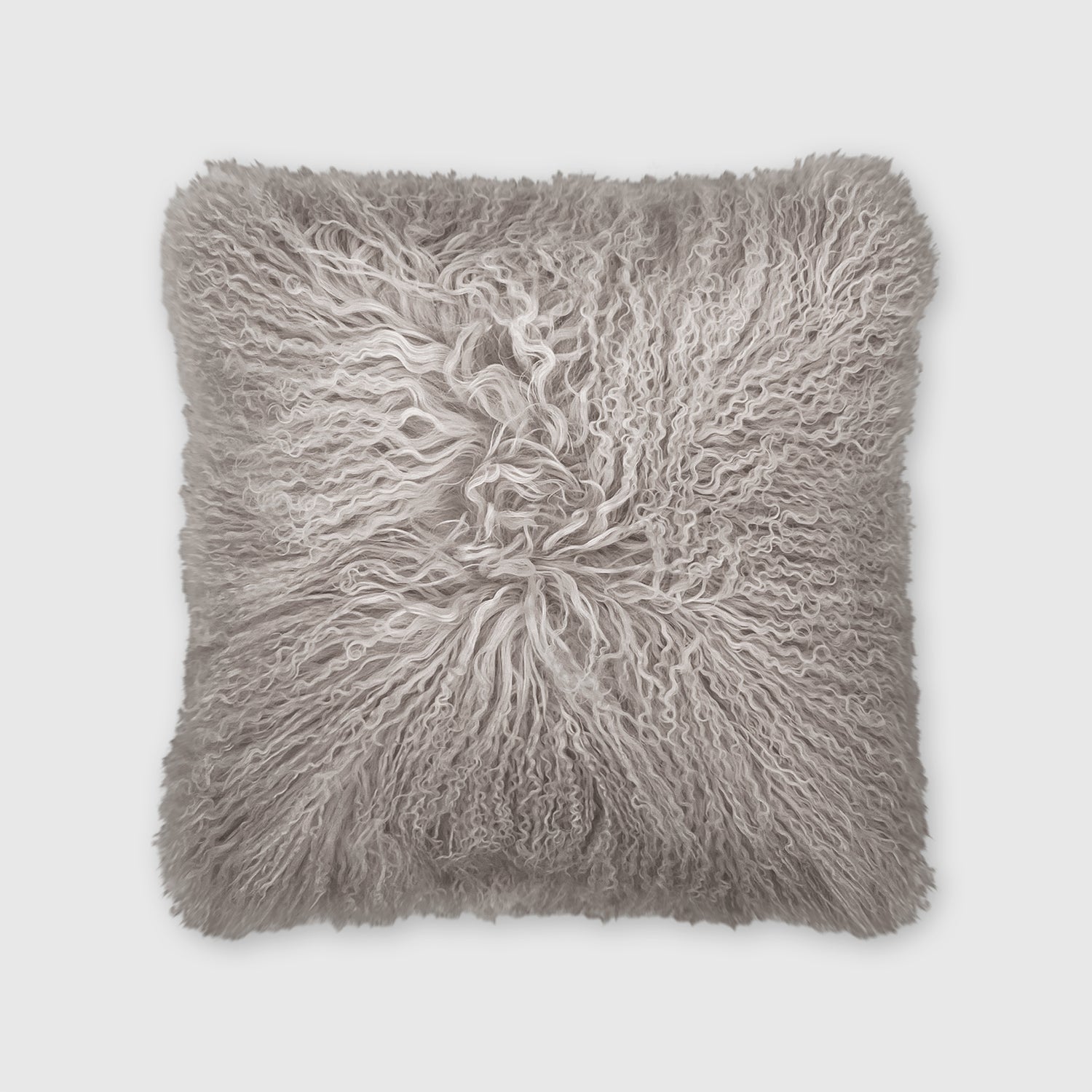 The Mood Gobi Mongolian Lambskin Pillow, 18x18 in., Mushroom